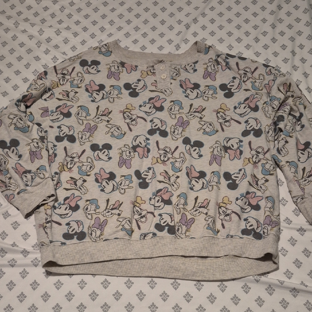 Disney Women's Character Print Pajama Top - Gray